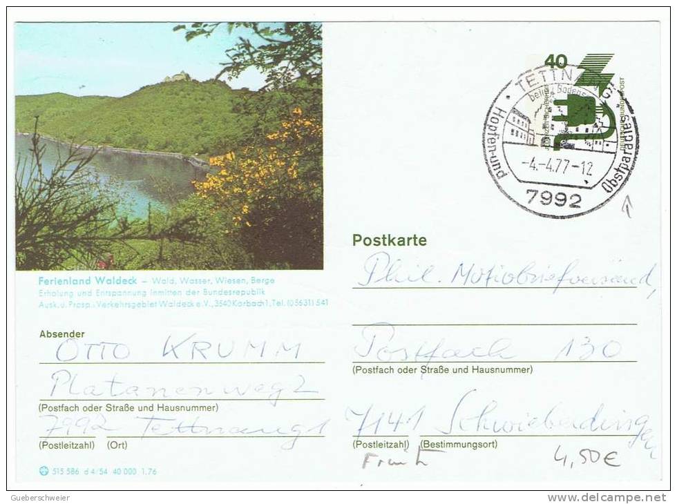 L-FLOR87 - ALLEMAGNE Entier Postal De Waldeck -  Thèmes Flore Forêt Arbres - Electricité - Bildpostkarten - Gebraucht