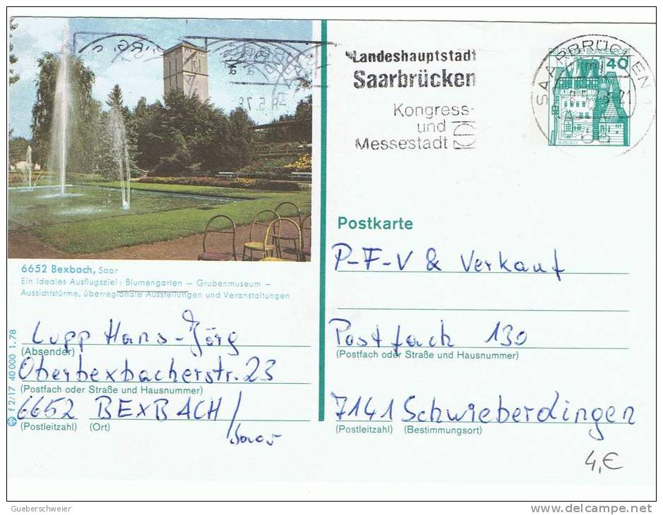 L-FLOR88 - ALLEMAGNE Entier Postal De Bexbach -  Thèmes Flore Forêt Arbres - Cartes Postales Illustrées - Oblitérées