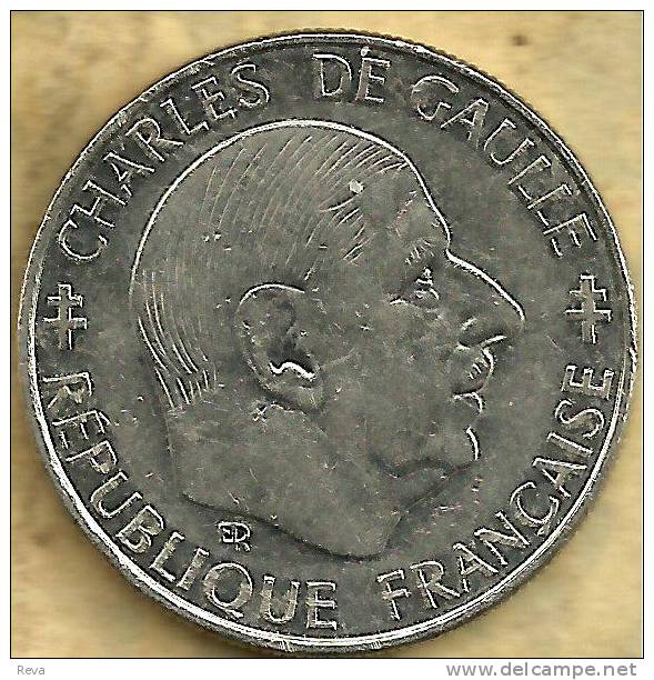 FRANCE 1 FRANC MOTIF REVERSE  DE GAULLE HEAD 30 YEARS FRONT 1988 VF  READ DESCRIPTION CAREFULLY !!! - Herdenking