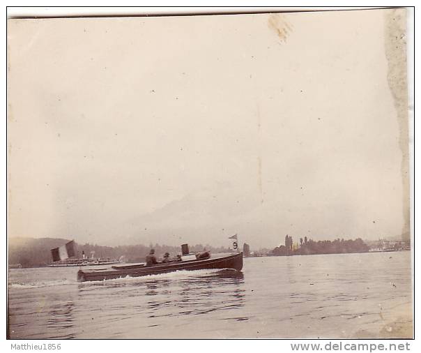 Photo Septembre 1904 LUCERNE (Luzern) - Une Course De Canots Automobiles, Un Bateau à Moteur (A13, Ww1, Wk1) - Lucerne