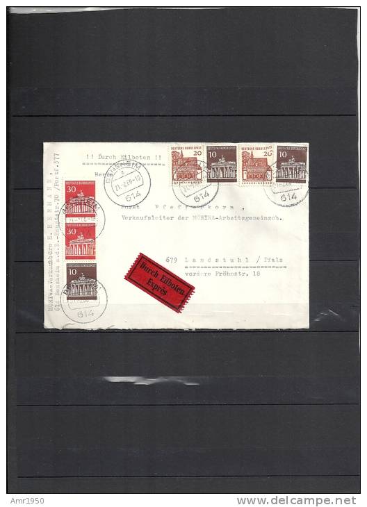 Allemagne Marcophilie - Lettre Courrier Rapide  - Cachets Manuels Bensheim - 21.02.68 - Cachets Verso - Lettres & Documents