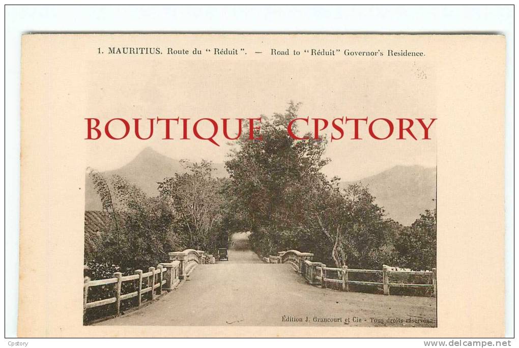 MAURITIUS - Route Du " Réduit " De La Résidence Du Gouverneur - N° 1 < J. Grancourt Editeur - Ile Maurice - Dos Scané - Mauricio