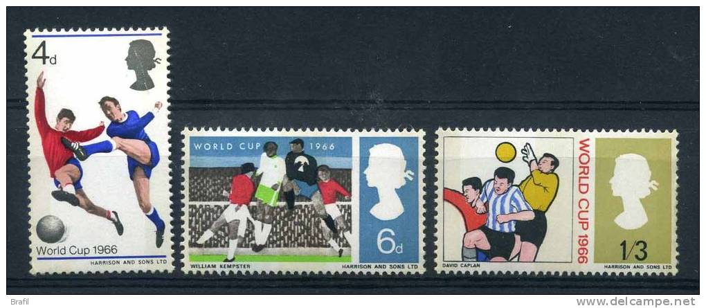 1966 Gran Bretagna, Mondiali Di Calcio Con Bande Fosforo, Serie Completa Nuova (**) - Unused Stamps