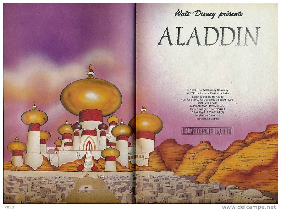 ALADDIN (1994), Club Du Livre Mickey, Le Livre De Paris Hachette - Disney