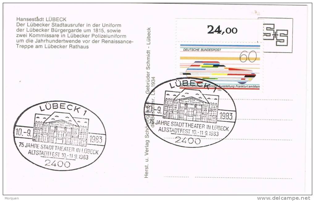 3945. Tarjeta LUBECK (Alemania) 1983, Police, Kommisissare - Cartas & Documentos