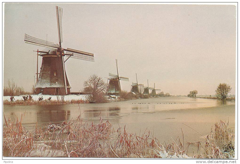 Netherlands Postcard Kinderdijk Drainage-mills Sent To Sweden 2-10-1982 - Kinderdijk