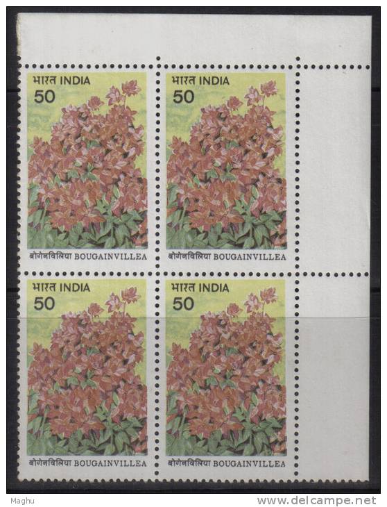 India MNH 1985, Block Of 4,  Bougainvillea, Flower. Plant - Blocs-feuillets