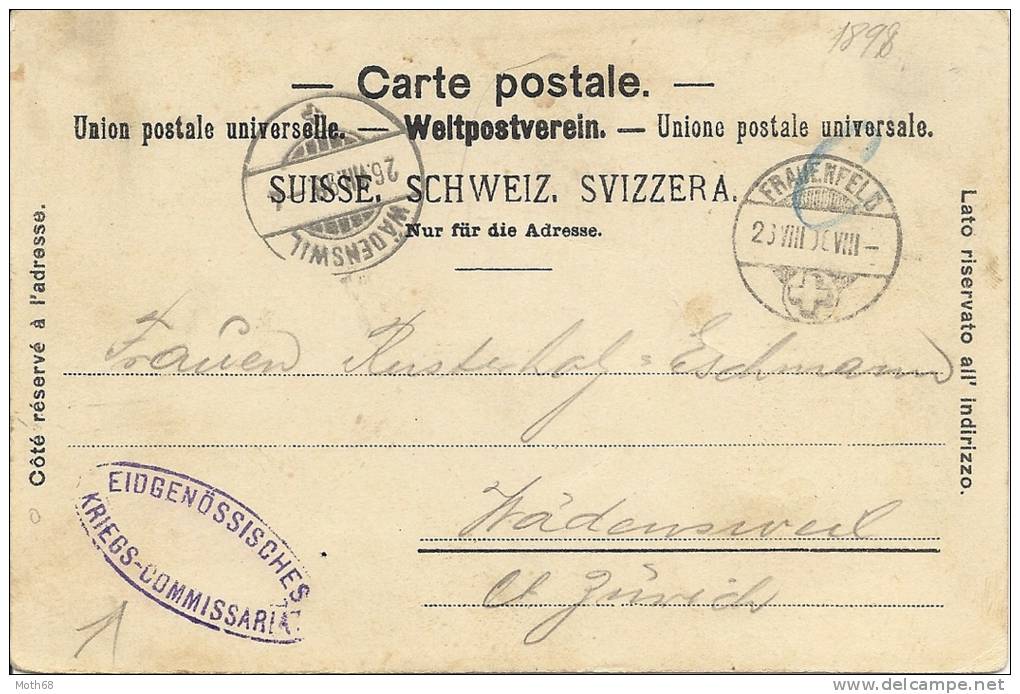 1898 Kaserne Frauenfeld Mit General Hans Herzog "Stempel Eidg. Kriegs-Commisariat" - Frauenfeld