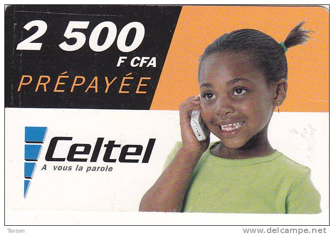 Gabon, Celtel, 2 500 F CFA, Girl, 2 Scans. - Gabon