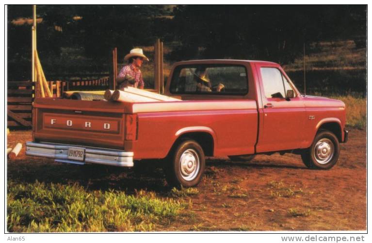 1986 Ford F-series Pickup Truck, Cowboy, Advertisement On C1980s Vintage Postcard - Trucks, Vans &  Lorries