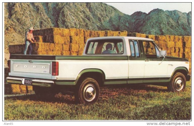 1980 Ford Pickup Truck, Cowboy, Advertisement On C1980s Vintage Postcard - Camions & Poids Lourds