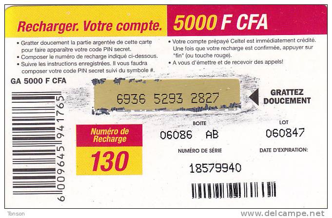 Gabon, Celtel, 2 500 F CFA, 3 Girls, 2 Scans. - Gabun