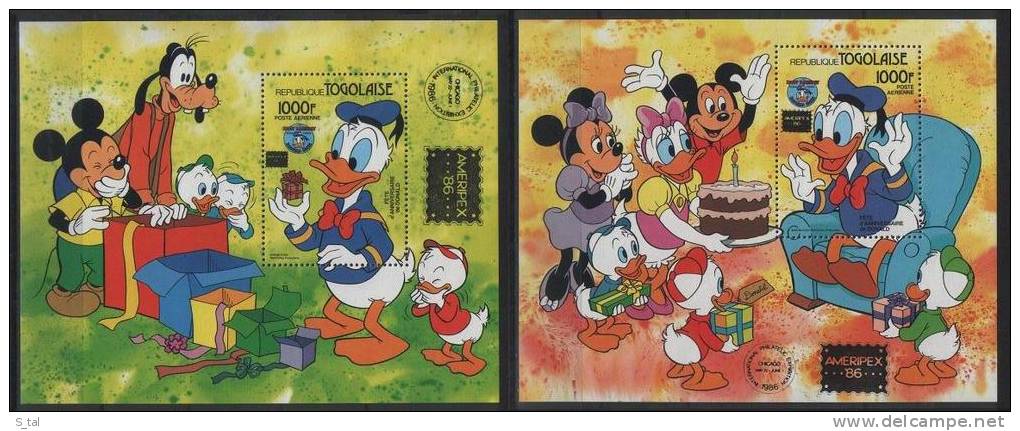 TOGO  Disney Set 2 Stamps+2 S/Sheets Overpr.  MNH - Disney