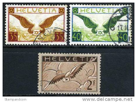 Switzerland C13-15 Used Airmails From 1929-30 - Oblitérés