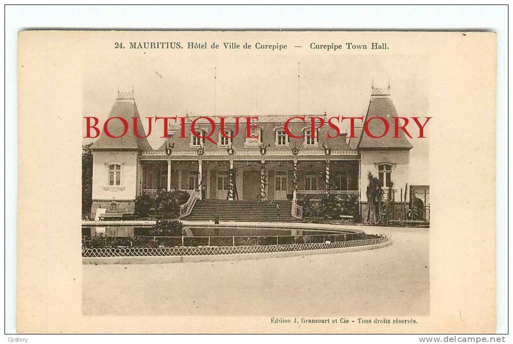 MAURITIUS - CUREPIPE - Hotel De Ville - Town Hall  -  N° 24 < Grancourt Editeur Ile Maurice - Maurice