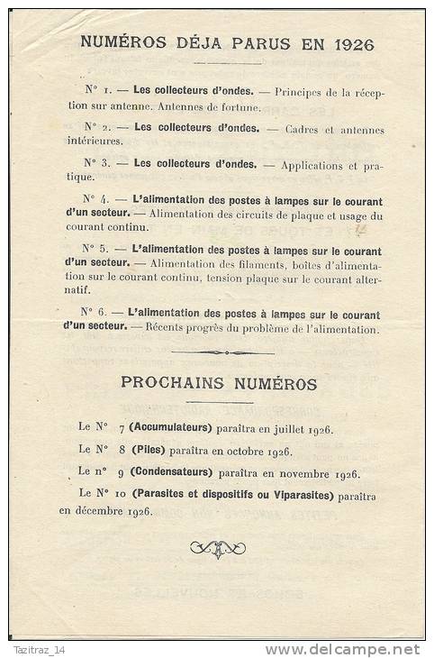 1926 Pub Encyclopedie   " ANNALES De La T. S. F. "   Avec Bulletin Souscription Et Bulletin Commande - Altri & Non Classificati