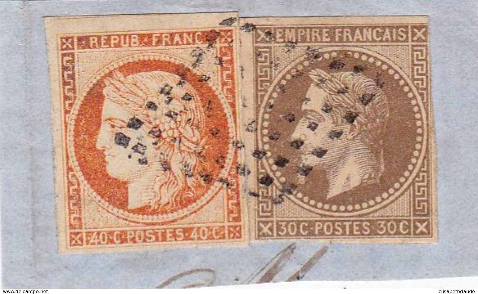 COLONIES - TYPE CERES + EMPIRE - YVERT N° 9 + 13 Sur FRAGMENT - SUPERBE - Napoleon III