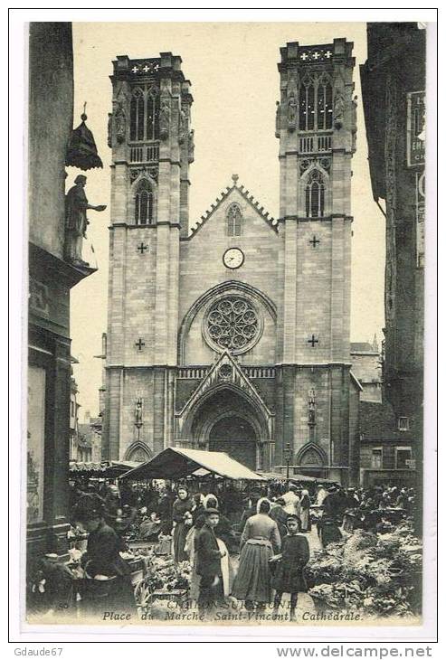 CHALON SUR SAONE (SAONE ET LOIRE) - CPA - PLACE DU MARCHE SAINT VINCENT, CATHEDRALE - Chalon Sur Saone