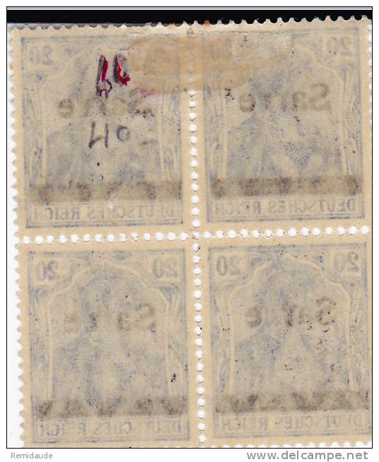 SAAR - YVERT N° 8 Avec VARIETE SURCHARGE DEPLACEE **/* - BLOC De 4 - Unused Stamps