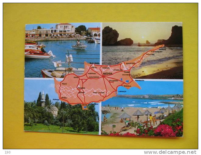 CYPRUS,MAP,STAMPS - Chypre