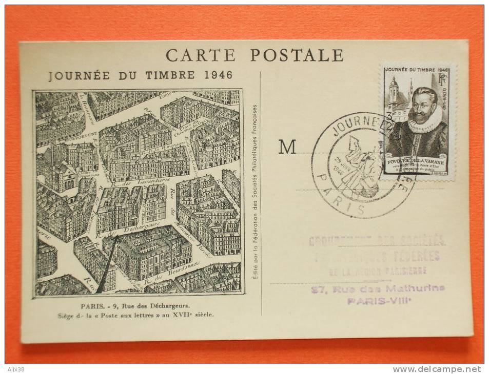 FRANCE 1946 JOURNEE DU TIMBRE-N°754 Sur Carte Locale De Paris.   Superbe - ....-1949