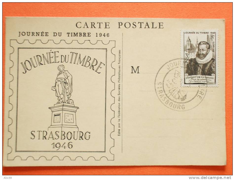 FRANCE 1946 JOURNEE DU TIMBRE-N°754 Sur Carte Locale De Strasbourg.   Superbe - ....-1949