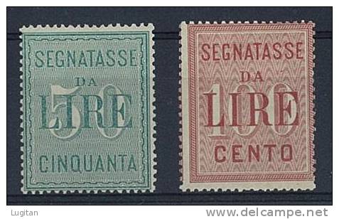 FILATELIA - SEGNATASSE ANNO 1884 - SERIE NUOVA N° 15/16 NUOVA TRACCIA DI LINGUELLA * LIGHTELY HINGED - Strafport