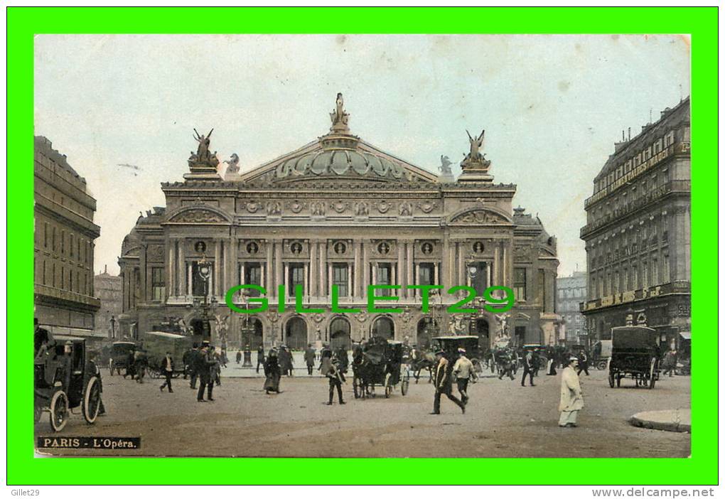 PARIS (75) - L'OPÉRA - ANIMÉE - CIRCULÉE EN 1908 - AQUA-PHOTO - L. V. & CIE - - Other Monuments
