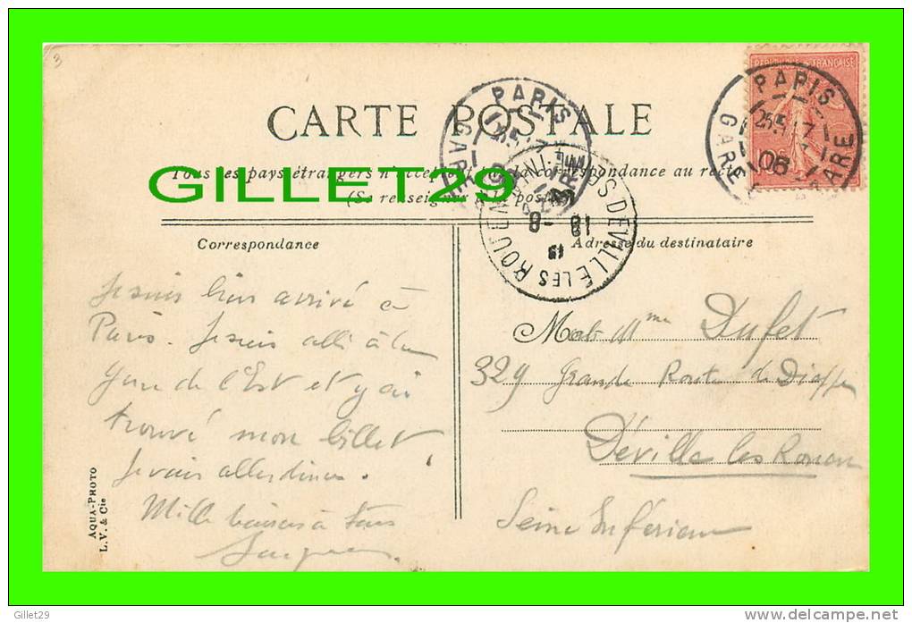 PARIS (75) - L'OPÉRA - ANIMÉE - CIRCULÉE EN 1908 - AQUA-PHOTO - L. V. & CIE - - Autres Monuments, édifices