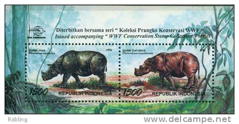 Indonesia 1996, Animals, Rhinoceros, Michel BL113, MNH 18217 - Rhinocéros