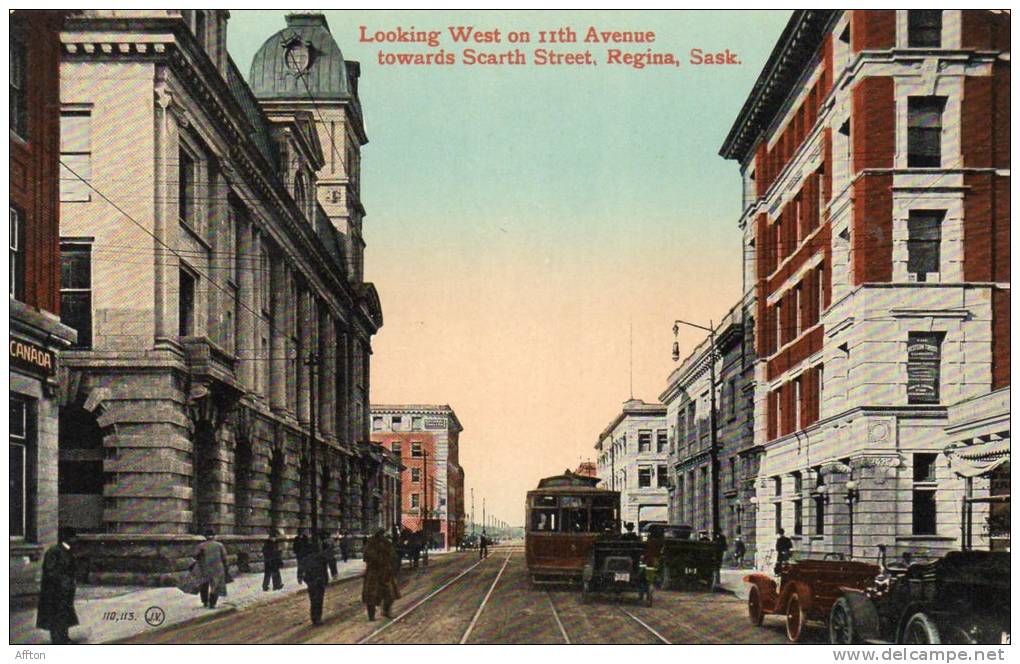 Regina Sask West On 11th Street Tram 1910 - Autres & Non Classés