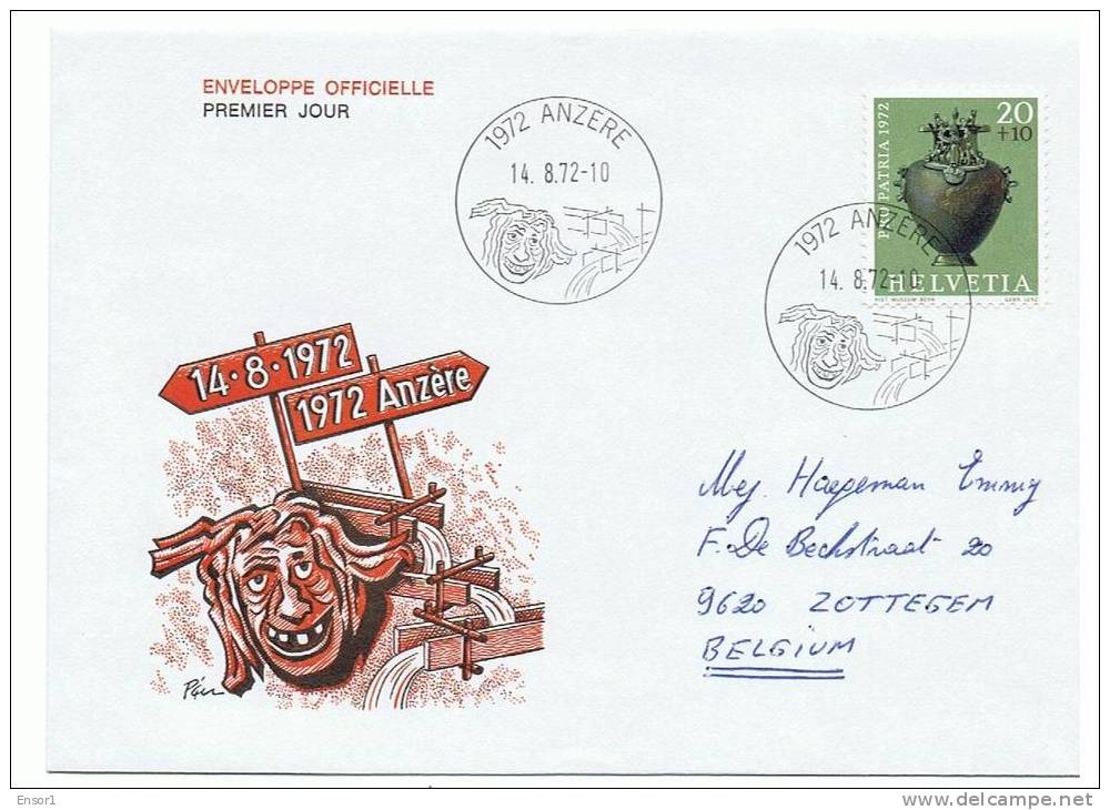 Zwitserland - 1972 - FDC - Anzere - Pro Patria - Briefe U. Dokumente