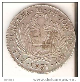 MONEDA DE PLATA DE PERU DE 4 REALES DEL AÑO 1851 LIMA  (COIN) SILVER,ARGENT. - Peru