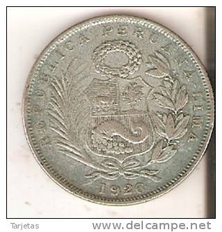 MONEDA DE PLATA DE PERU DE 1/2 SOL DEL AÑO 1926 LIMA  (COIN) SILVER,ARGENT. - Peru