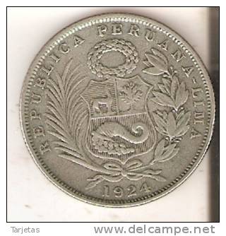 MONEDA DE PLATA DE PERU DE 1/2 SOL DEL AÑO 1924 LIMA  (COIN) SILVER,ARGENT. - Peru