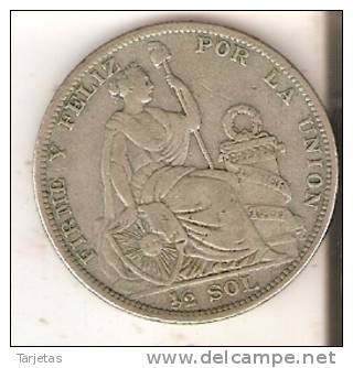 MONEDA DE PLATA DE PERU DE 1/2 SOL DEL AÑO 1923 LIMA  (COIN) SILVER,ARGENT. - Perú