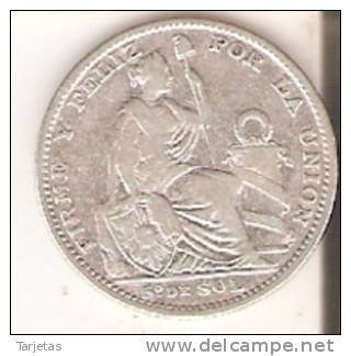 MONEDA DE PLATA DE PERU DE 1/5 DE SOL DEL AÑO 1898   (COIN) SILVER,ARGENT. - Perú