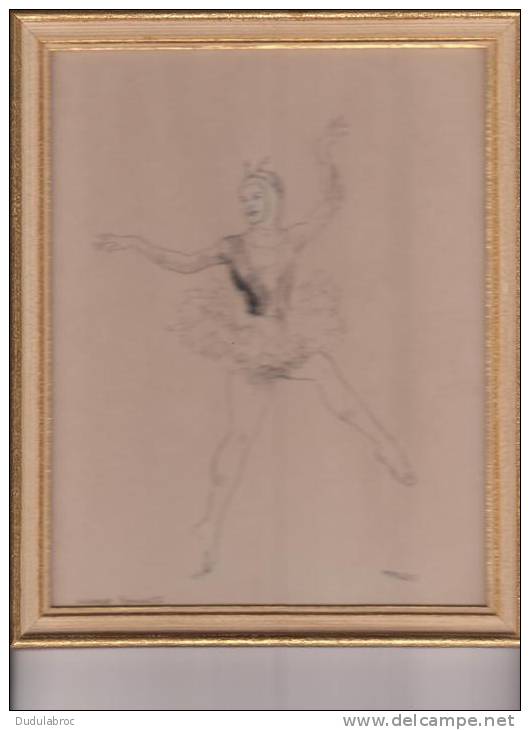 Dessin Au Crayon Representant Solange Schwarz,signé Menkes.Opéra,danseuse,le Chavallier Et La Damoiselle,encadrement Ego - Dessins