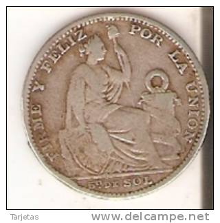 MONEDA DE PLATA DE PERU DE 1/5 DE SOL DEL AÑO 1896   (COIN) SILVER,ARGENT. - Perú