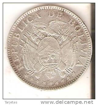 MONEDA DE PLATA DE BOLIVIA DE 50 CENTAVOS DEL AÑO 1909  (COIN) SILVER,ARGENT. - Bolivia