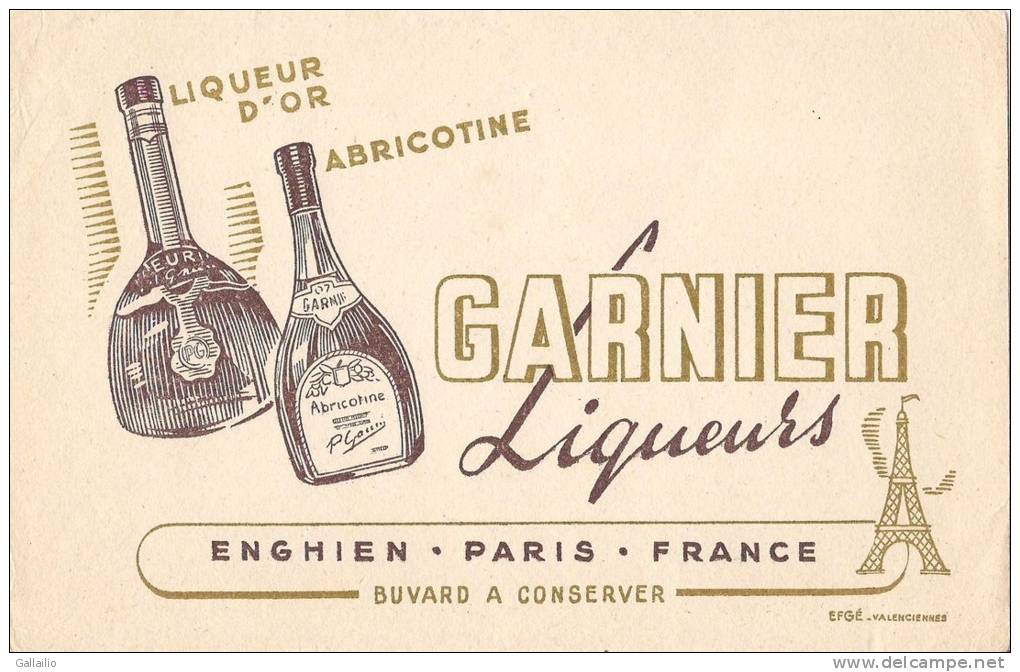 GARNIER LIQUEURS ENGHIEN PARIS LIQUEUR D'OR ABRICOTINE SIGNE EFGE VALENCIENNES - Licores & Cervezas