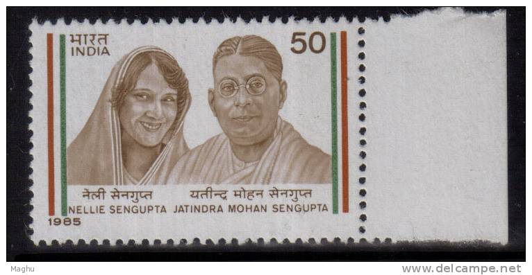 India MNH 1985, Nellie Sengupta &amp; Jatindra Sengupta, Patriots - Nuevos