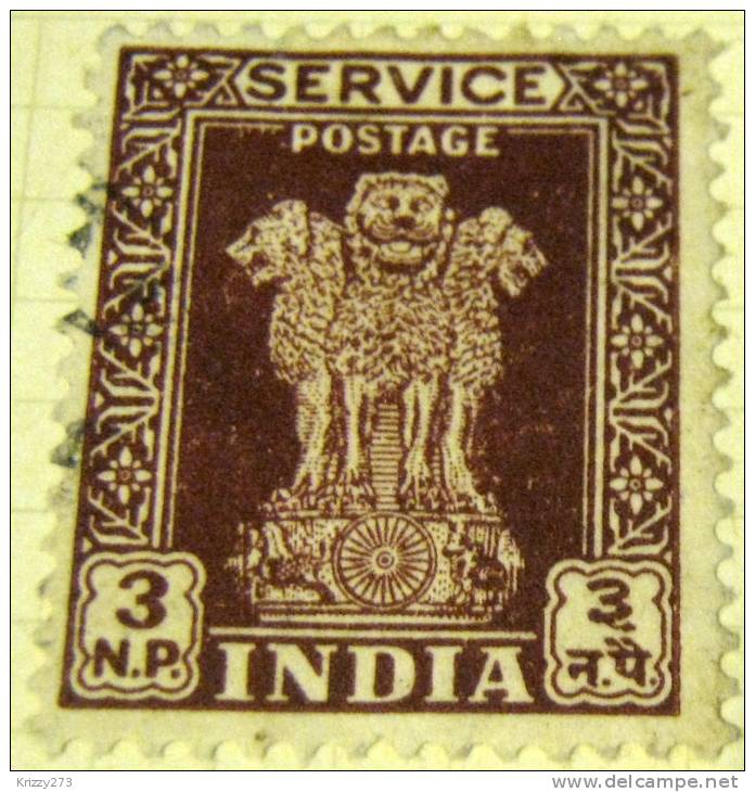 India 1957 Asokan Capital 3np - Used - Timbres De Service