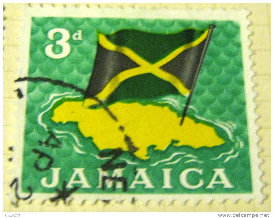 Jamaica 1964 National Flag Over Jamaica 3d - Used - Jamaica (1962-...)
