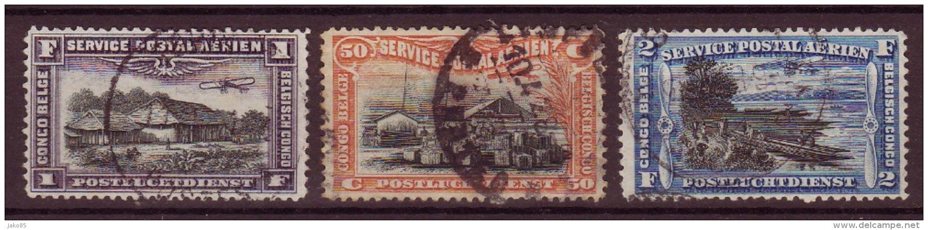 CONGO BELGE - 1921 - YT N° PA 1 / 3  - Oblitérés - - Used Stamps