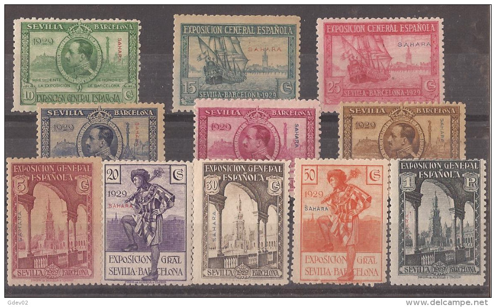 SHR25SCCF-L4049TEXOI.Maroc.Marocco.Expo  SAHARA ESPAÑOL.SEVILLA BARCELONA.1929.(Ed 25/35*) Con Charnela.MUY BONITA - Other & Unclassified
