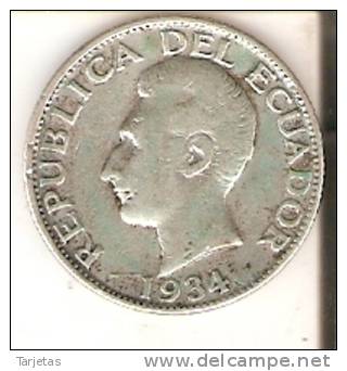 MONEDA DE PLATA  DE UN SUCRE DEL AÑO 1934  (COIN) SILVER,ARGENT. - Ecuador