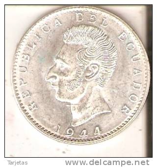 MONEDA DE PLATA  DE DOS SUCRES DEL AÑO 1944  (COIN) SILVER,ARGENT. - Ecuador