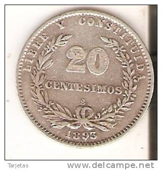 MONEDA DE PLATA DE URUGUAY DE 20 CENTESIMOS DEL AÑO 1893  (COIN) SILVER,ARGENT. - Uruguay