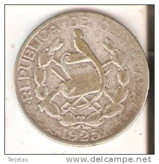 MONEDA DE PLATA DE GUATEMALA DE 1/4 DE QUETZAL DEL AÑO 1925  (COIN) SILVER,ARGENT. - Guatemala
